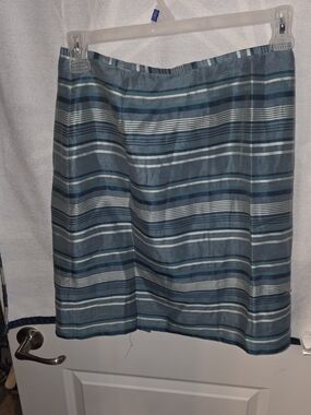 Casual Corner Blue and Cream Striped MINI A Line Skirt